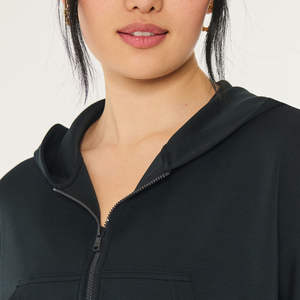 Sudadera con Capucha de Manga Larga para Mujer, Color Sólido, Cierre de Cremallera Frontal, Logotipo, 100% Algodón Ecológico, Alta Calidad para Gimnasio y Fitness - Product Image 3