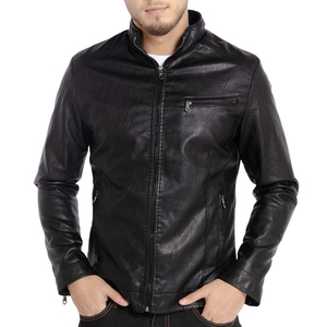 Chaqueta Negra Ajustada de Moda para Hombre, de Cuero de Grano Completo de Alta Calidad, Transpirable, Resistente al Viento, Estilo Urbano - Product Image 1