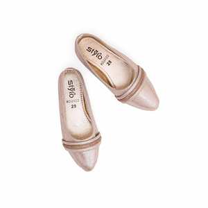 Escarpins à talons aiguilles dorés pour filles avec talon carré de 5cm KD2422 Sandales de mariée à bout pointu avec fermeture à enfiler - Product Image 1