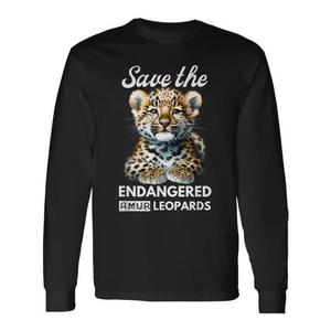 T-shirt à manches longues avec motif de petit léopard d'Amur menacé d'extinction - Product Image 1