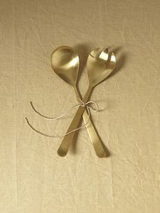 100 SERVEUR À SALADE ENSEMBLE Élégant En Acier Inoxydable LAITON CUIVRE Avec Revêtement Argenté Individuel Arc-En-Ciel Or Argent Couleur Platine - Product Image 3