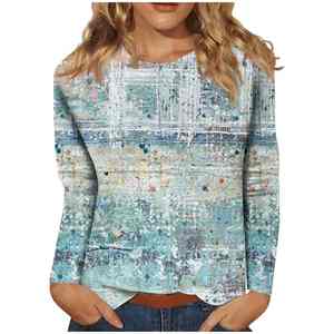 เสื้อยืดแขนยาวลายดอกไม้แฟชั่นสีฟ้าเสื้อ3D พิมพ์ลายออกแบบสำหรับวันหยุดฤดูใบไม้ผลิวันหยุดสุดสัปดาห์คอปกติโลโก้ทางการ - Product Image 5