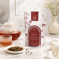 Sachet d'emballage de thé imprimé sur mesure, qualité alimentaire, sachet de thé aux herbes mat, sachet de thé bien-être pour l'équilibre hormonal arabe 60g