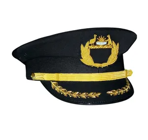 Top qualité sur mesure officier uniforme porter 2024 casquette professionnel brodé à la main officier personnalisé casquette fabricants OEM