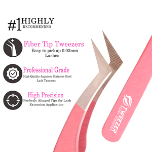Pinces à épiler pour extensions de cils en acier inoxydable de précision, antistatiques, pointe rose, argent, outils de greffe de cils avec votre logo - Product Image 2