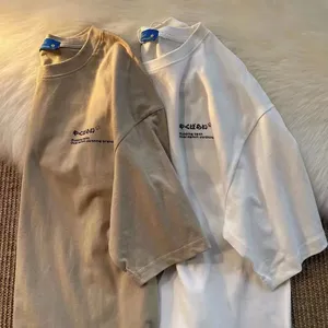 Camiseta informal de gran tamaño de algodón 100% de alta calidad, diseño sólido, tela de lona en blanco, ropa de hombre - Product Image 2