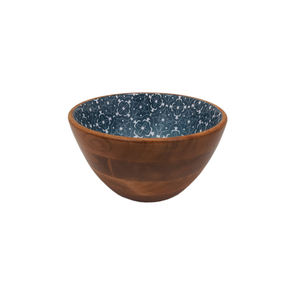 Émail noir en bois forme ronde bol de service alimentaire fini naturel pour cuisine Table à manger bols de service alimentaire en vrac à la main - Product Image 5