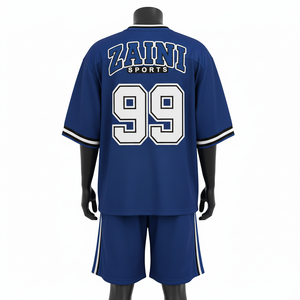 Conjunto de Pantalones Cortos de Malla Premium, Transpirable, de Poliéster, Diseño de Paneles Azul y Blanco, Sublimación y Logotipo de Tackle - Product Image 2