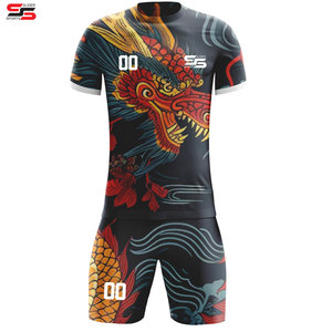 Uniforme de football imprimé dragon personnalisé 100% polyester tissu à séchage rapide et antibactérien - Product Image 1