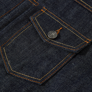 แจ็กเก็ตทำงานยีนส์สีแดงแบบดั้งเดิมสำหรับผู้ชายสไตล์อเมริกันลำลองสีน้ำเงินเข้มวินเทจแจ็กเก็ตยีนส์หนาเข้ารูปวินเทจญี่ปุ่นวินเทจ - Product Image 4