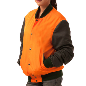 Quality <b>Long</b> Sleeve College Varsity <b>Jackets</b> for Women Custom Wool Body <b>Leather</b> Sleeves Varsity <b>Jacket</b> Breathable or Washable - Product Image 5