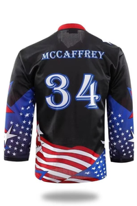 Maillot de hockey personnalisable en or avec broderie et impression, design sur mesure, vêtements de sport pour adultes, tout logo, sublimation, OEM, nom de l'équipe - Product Image 6