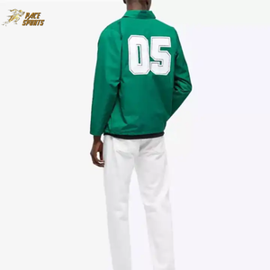 เสื้อโค้ทผู้ชายแบบติดกระดุมหนังสีเขียวกันลมกันน้ำฤดูหนาว - Product Image 3