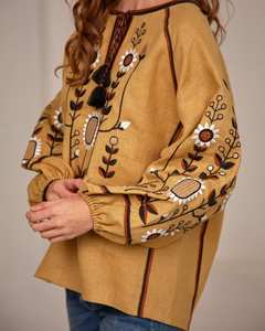 เสื้อผ้าลินินแบบวินเทจสไตล์ยูเครนสำหรับผู้หญิง ปักลายแบบวิชิวันกา เหมาะสำหรับใส่ทำงาน สีพื้น ผลิตในอินเดีย รับผลิตแบบ ODM - Product Image 2