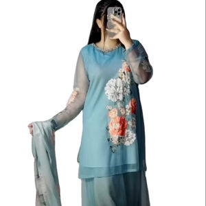 Entièrement Stitch Prêt à Porter Véritable Khatali Travail À La Main Faux Georgette Tissu À La Mode Salwar Costume Avec Dupatta Ensemble À Un Prix Raisonnable - Product Image 1