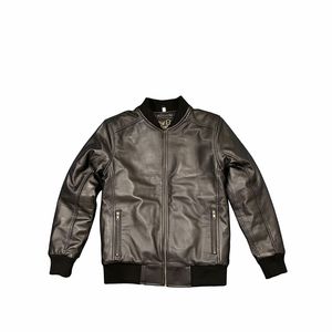 Blouson aviateur en cuir véritable pour homme Blouson d'hiver en cuir véritable noir - Product Image 6