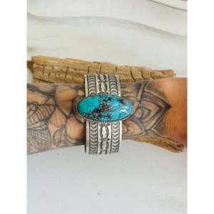 สร้อยข้อมือเงินแท้ประดับเทอร์ควอยซ์อียิปต์ LeRoy James เครื่องประดับแฟชั่น - Product Image 2