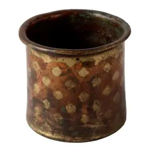 Colore antico fatto a mano Ganga Jamuna ottone e rame Panchpatra Holy Water Vessel India Brass Pot SND-662