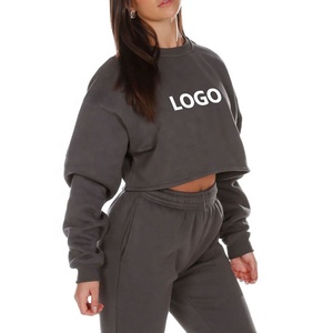 เสื้อกันหนาวแบบสวมหัวแขนยาวสำหรับผู้หญิงเสื้อครอปมีฮู้ดเสื้อขนแกะคุณภาพสูงออกแบบโลโก้ได้ตามต้องการสำหรับใช้ในชีวิตประจำวัน - Product Image 1