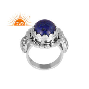 Anillo de declaración de piedras preciosas de lapislázuli Natural de plata esterlina oxidada de la mejor calidad, joyería personalizada para mujer, regalo para ella - Product Image 1
