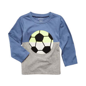 T-shirt colorblock con stampa calcio First Impressions blu per neonati, taglia 12 mesi - Product Image 1