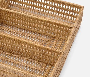 Brown Rattan Cutlery Tray Handmade Wicker <b>Utensil</b> Organizer Flatware <b>Storage</b> Basket for <b>Kitchen</b> Drawer Dining Table From Vietnam - Product Image 5