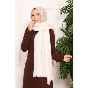 Châle écharpe en laine pashmina tricotée imprimée couleur écru, à épaules plates, pour l'hiver et l'été, collection Musulmane - Product Image 6
