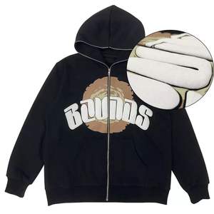 Personnalisé En Gros 100% Coton Premium 3D Full Zip Up Bouffée Impression À Capuche OEM Personnalisé De Haute Qualité Hommes de Pur Coton À Capuche - Product Image 2