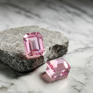 Lab Faceted Octagon Pair Padparadscha Sapphire Loose Gemstone Calibrated Pink Bead Cut Stone - Product Image 1