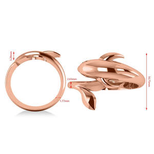 Anillo de Moda de Oro Rosa de 14k con Diseño de Delfín de Verano, Romántico y Moderno, con Incrustaciones y Apertura Ajustable en Forma de Corazón, Chapado en Oro - Product Image 1