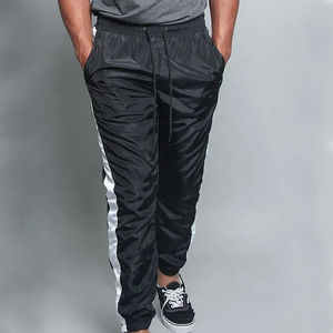 Pantalon de survêtement unisexe en nylon non tissé, coupe droite, à rayures incurvées, coupe régulière, coupe-vent, respirant, écologique, grandes tailles - Product Image 4