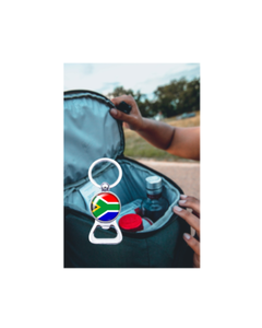 Abridor de Botellas 2 en 1 con Llavero de Acero Inoxidable Plateado con la Bandera Nacional de Sudáfrica, Regalo Personalizado de Moda para Oficina - Product Image 3