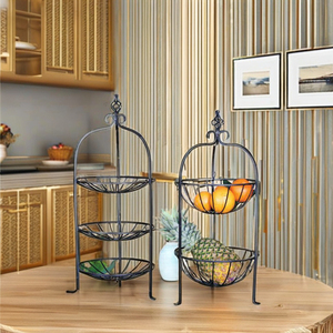Mesa de cocina y comedor Cesta de frutas y verduras Estante y soporte de frutas en capas de metal Juego de doble capa para cocina o comedor - Product Image 3