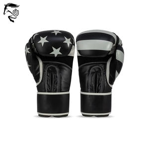 Gants de boxe en cuir PU de qualité professionnelle personnalisables de 14oz et 16oz motif imprimé adapté à l'extérieur pour les arts martiaux en salle de sport - Product Image 5