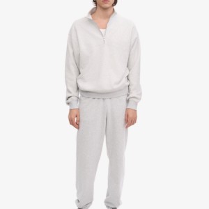 กางเกงวอร์มหลายชั้นผ้าเทอร์รี่สำหรับผู้ชายกางเกงขาบานผ้าฝ้ายทรงหลวมขากว้างสไตล์สตรีท - Product Image 2