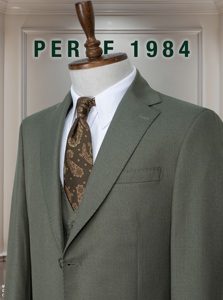 Costume d'affaires homme marron foncé en laine et polyester, simple boutonnage, col à revers, devant plat, coupe droite, tissu tissé infroissable - Product Image 6