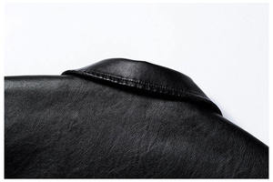 Blouson en cuir pour homme coupe classique, style moto et motard, en toile et cuir de vache pour l'hiver - Product Image 5