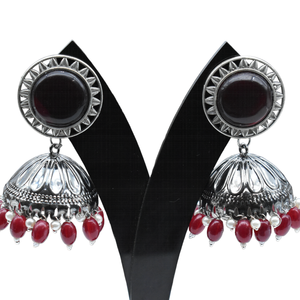 Joyería de moda con estilo de diseño de moda más vendida, pendiente de Jhumka con cuentas de piedra polaca antigua negra para mujeres y niñas - Product Image 1