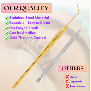 Nuevas herramientas de elevación de pestañas de Metal para pestañas naturales Perming Punta puntiaguda de 45 grados con agarre antideslizante de Material de acero inoxidable cortado - Product Image 6