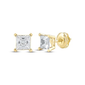 Pendientes de Diamante Solitario Corte Princesa, 2.00 Ct, Diamante Cultivado en Laboratorio, Oro Sólido de 14K, para Regalo de Aniversario de Bodas - Product Image 3