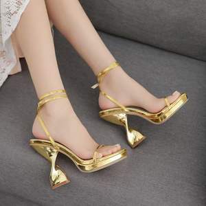 Sandales compensées imperméables vert-or violet épaisses et hautes pour femmes, style simple et tendance, chaussures pour femmes - Product Image 5