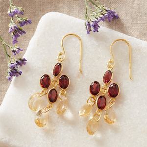 Beautiful Fashionable Gold Plated Solid 925 <b>Sterling</b> <b>Silver</b> Jewelry Oval Garnet And Citrine Gemstone Women Drop Dangle <b>Earrings</b> - Product Image 2