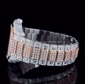 VVS Lab Montre Diamant Luxe Personnaliser Hip Hop Montres élégantes Montre mécanique avec bracelet en acier inoxydable en or jaune CVD - Product Image 4