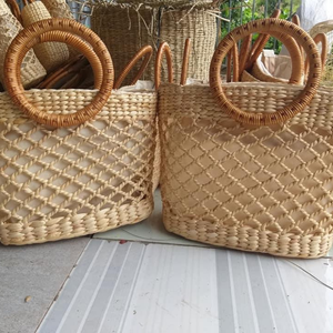 Bolsa de jacinto de agua ligera hecha a mano, exportador al por mayor, bolsa de playa de algas marinas de paja sostenible duradera de Vietnam - Product Image 2