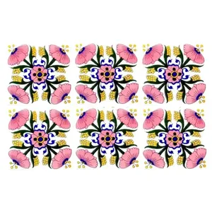 Juego de 6 azulejos de pared hechos a mano de cerámica marroquí de 6x6 pulgadas cerámica azul decoración del hogar - Product Image 1