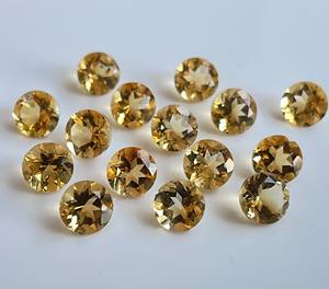 พลอยซิทรีนเจียระไนทรงกลมแบบเหลี่ยมเพชรพลอยสีเหลืองมะนาวหลวม6มม. ธรรมชาติคุณภาพสูง - Product Image 5