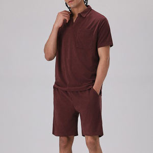 Ensemble de survêtement d'été pour homme de haute qualité, t-shirts à manches courtes et shorts, 2 pièces, col rond, respirant, en coton tricoté, pour l'entraînement - Product Image 3