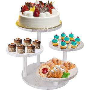 High Quality Round Shaped 4 <b>Tier</b> Wooden <b>Cake</b> Stand Simple and Attractive Look Most Sustainable Direct Factory Price - Product Image 3
