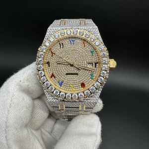 Uniquely Handcrafted Moissanite Diamond Analog <b>Watch</b> High Quality Premium Stainless Steel Band Colorful <b>Arabic</b> <b>Numeral</b> Glass - Product Image 1