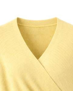 Women Yellow Wrap Style Knit Sweater Long Sleeve V Neck Soft Casual <b>Winter</b> <b>Top</b> Elegant Ladies Fashion Pullover For Daily Wear - Product Image 4
